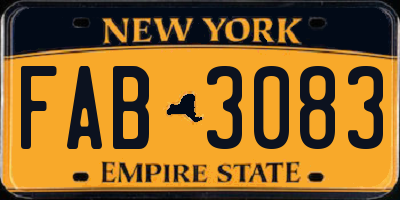 NY license plate FAB3083
