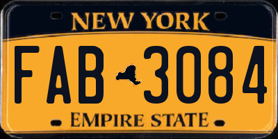 NY license plate FAB3084