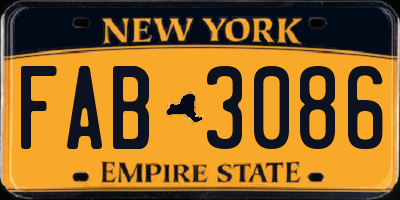 NY license plate FAB3086