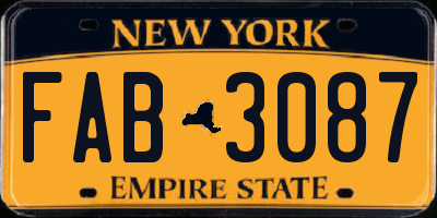 NY license plate FAB3087