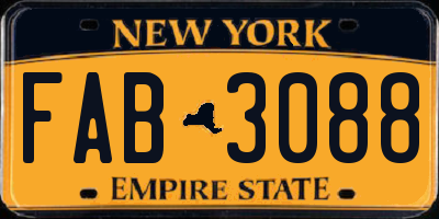 NY license plate FAB3088