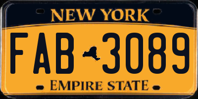 NY license plate FAB3089