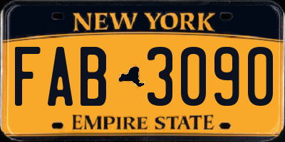 NY license plate FAB3090