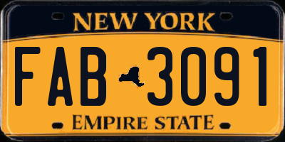 NY license plate FAB3091