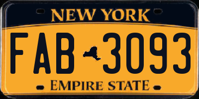 NY license plate FAB3093