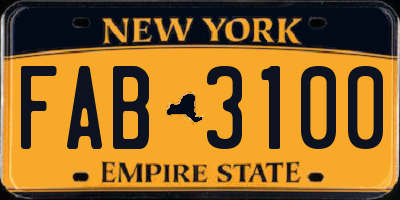 NY license plate FAB3100