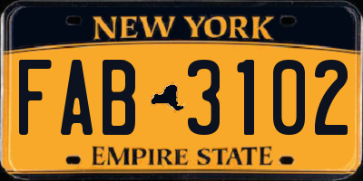 NY license plate FAB3102