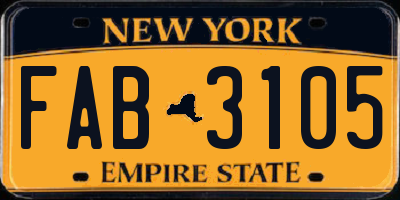 NY license plate FAB3105