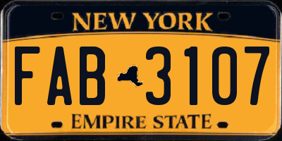 NY license plate FAB3107