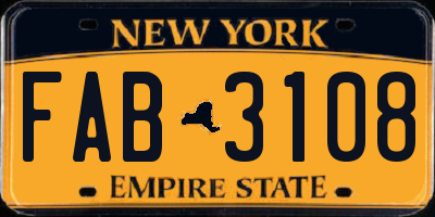 NY license plate FAB3108