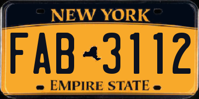 NY license plate FAB3112