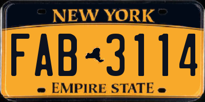 NY license plate FAB3114