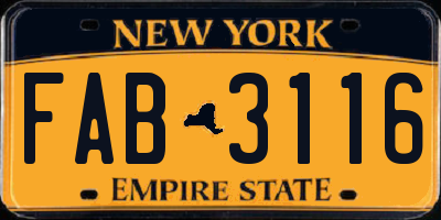 NY license plate FAB3116