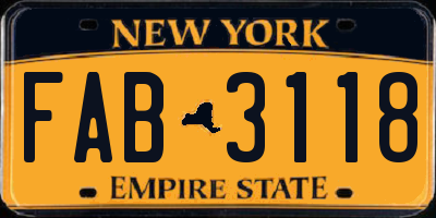 NY license plate FAB3118