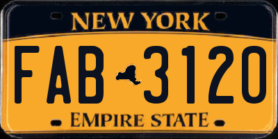 NY license plate FAB3120