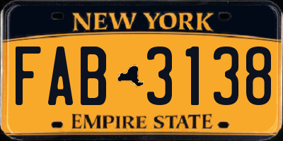 NY license plate FAB3138