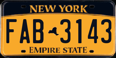 NY license plate FAB3143