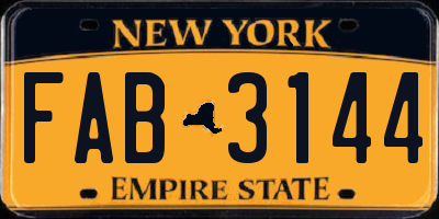 NY license plate FAB3144