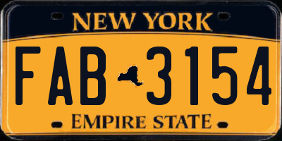 NY license plate FAB3154