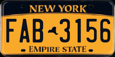 NY license plate FAB3156