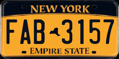 NY license plate FAB3157