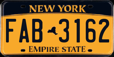 NY license plate FAB3162