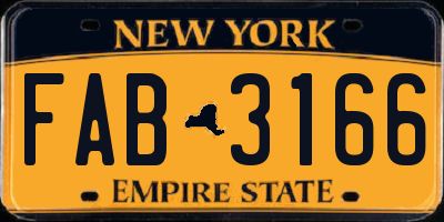 NY license plate FAB3166