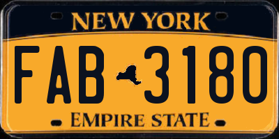 NY license plate FAB3180