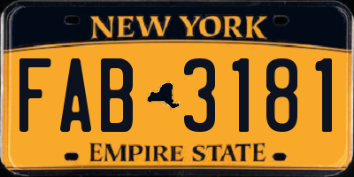 NY license plate FAB3181