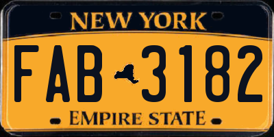 NY license plate FAB3182