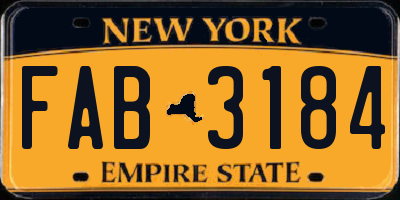 NY license plate FAB3184