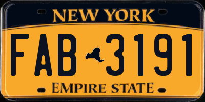 NY license plate FAB3191