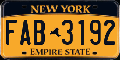 NY license plate FAB3192