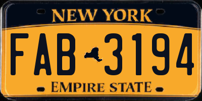 NY license plate FAB3194