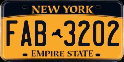 NY license plate FAB3202