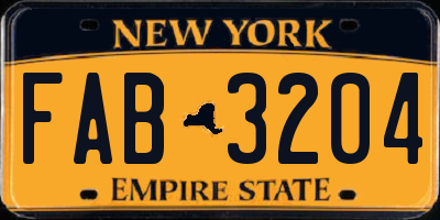 NY license plate FAB3204