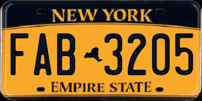 NY license plate FAB3205