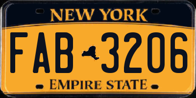 NY license plate FAB3206