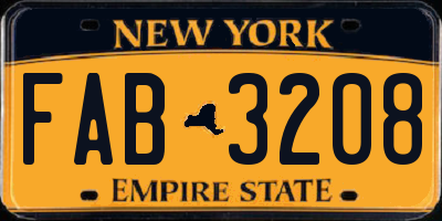 NY license plate FAB3208