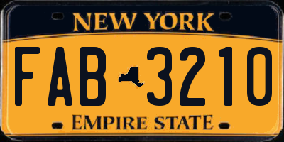 NY license plate FAB3210