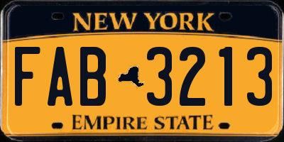 NY license plate FAB3213