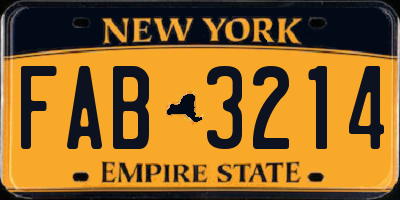 NY license plate FAB3214