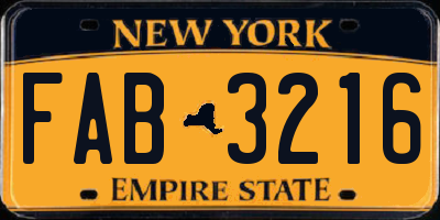 NY license plate FAB3216