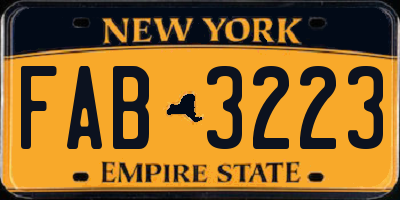 NY license plate FAB3223