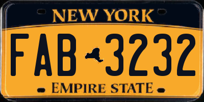 NY license plate FAB3232
