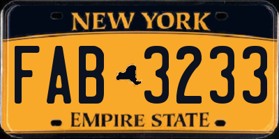 NY license plate FAB3233