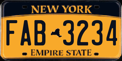 NY license plate FAB3234