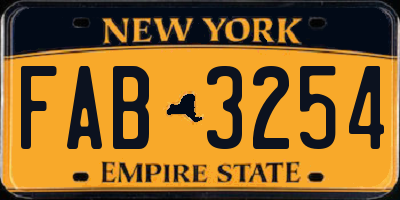 NY license plate FAB3254