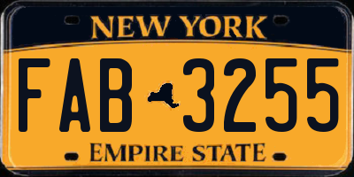 NY license plate FAB3255