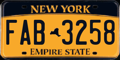 NY license plate FAB3258